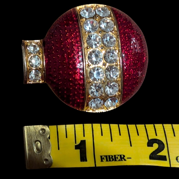 Vintage Eisenberg Ice Red Enamel Rhinestone Ornament Brooch - Picture 6 of 7